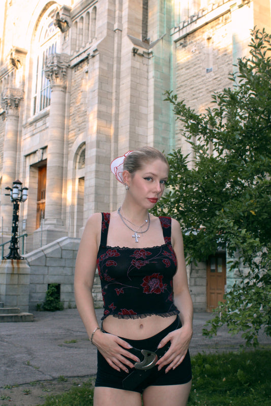 AURORA TOP in black rose